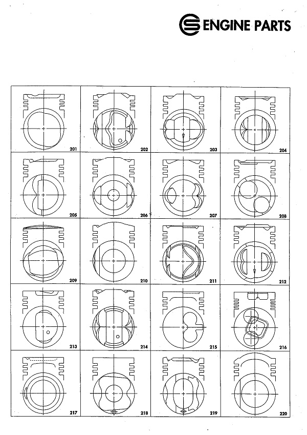 活塞頭形 201-220 汽柴油車種引擎活塞製造、銷售、OEM代工