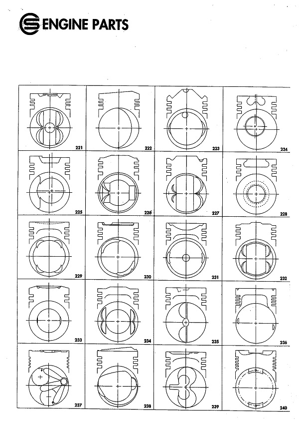 活塞頭形 221-240 汽柴油車種引擎活塞製造、銷售、OEM代工