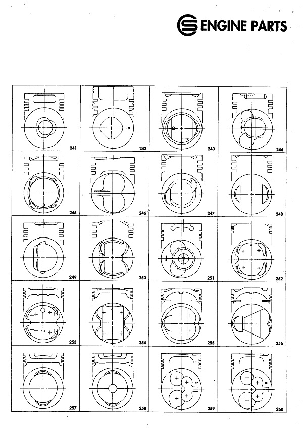 活塞頭形 241-260 汽柴油車種引擎活塞製造、銷售、OEM代工