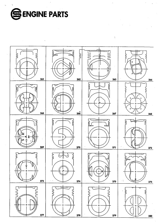 活塞頭形 261-280 汽柴油車種引擎活塞製造、銷售、OEM代工