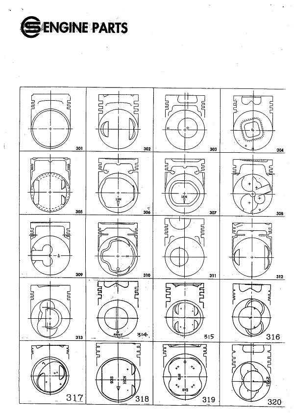 活塞頭形 301-320 汽柴油車種引擎活塞製造、銷售、OEM代工
