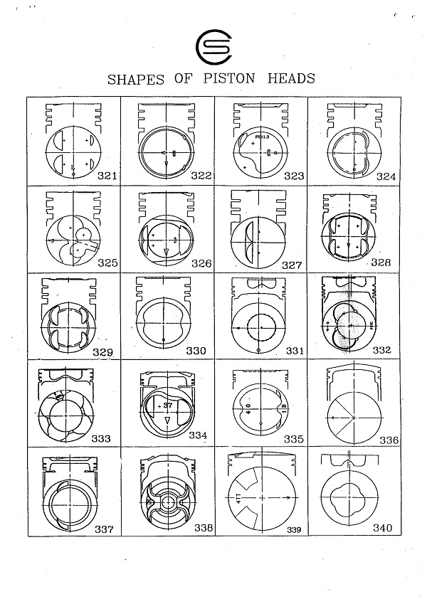 活塞頭形 321-340 汽柴油車種引擎活塞製造、銷售、OEM代工
