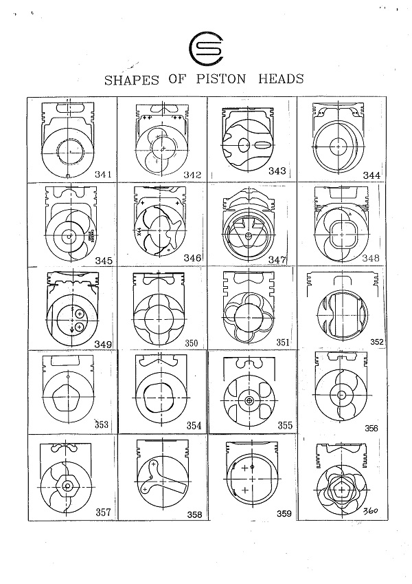 活塞頭形 341-360 汽柴油車種引擎活塞製造、銷售、OEM代工
