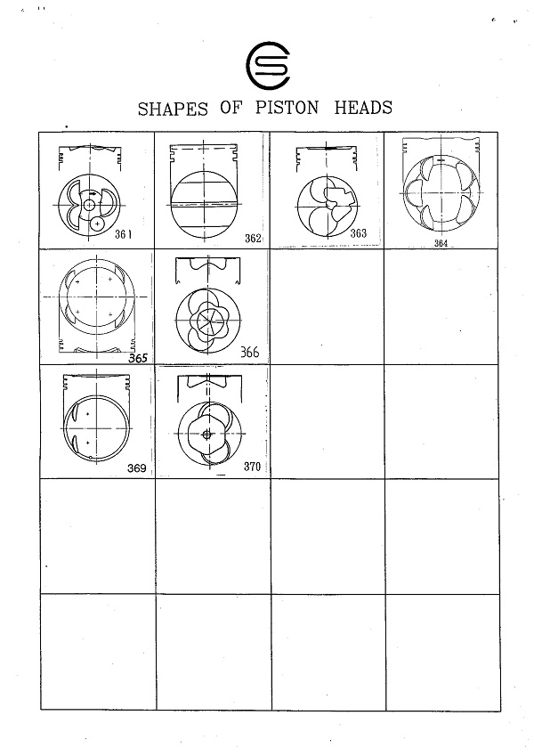 活塞頭形 361-380 汽柴油車種引擎活塞製造、銷售、OEM代工